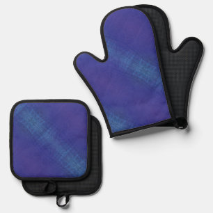 Annahme   Blue Indigo Violet Shibori Muster Ofenhandschuh & Topflappen-Set