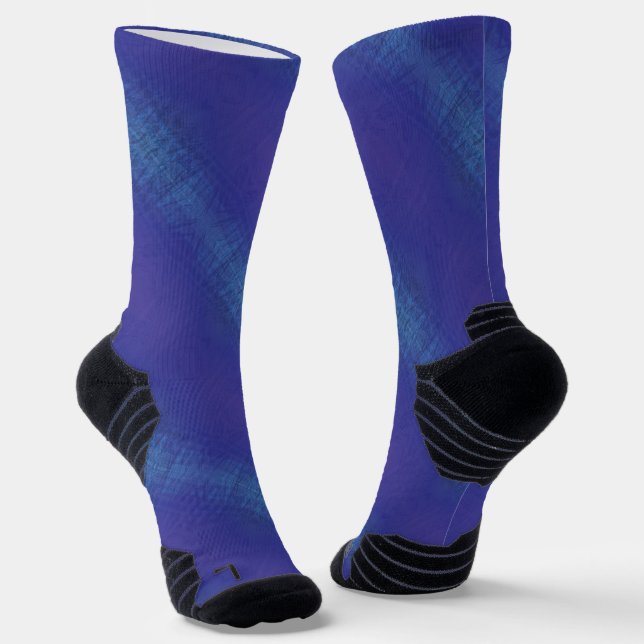 Annahme | Blue Indigo Violet Shibori Muster Socken (Gewinkelt)