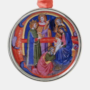 ANNAHME DER NATIVITÄTSPARCHMENT MAGI CHRISTMAS SILBERNES ORNAMENT