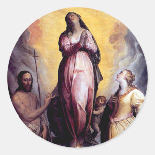 Annahme die Jungfrau Mary Runder Aufkleber