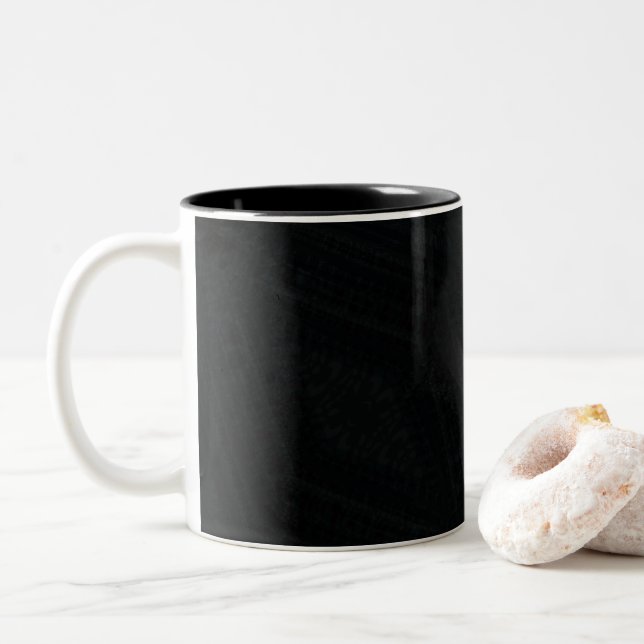 Annahme | Dunkle Gothic Textur Zweifarbige Tasse (Mit Donut)