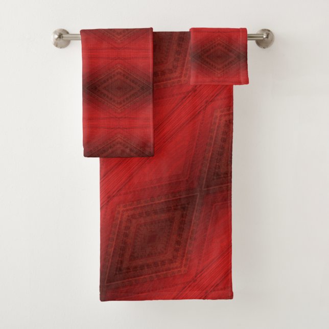 Annahme | Red Eclectic Boho Pattern Badhandtuch Set (Insitu)