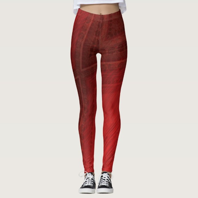 Annahme | Red Eclectic Boho Pattern Leggings (Vorderseite)