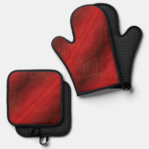 Annahme Red Eclectic Boho Pattern Ofenhandschuh & Topflappen-Set