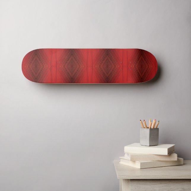 Annahme | Red Eclectic Boho Pattern Skateboard (Wandkunst (Horz))