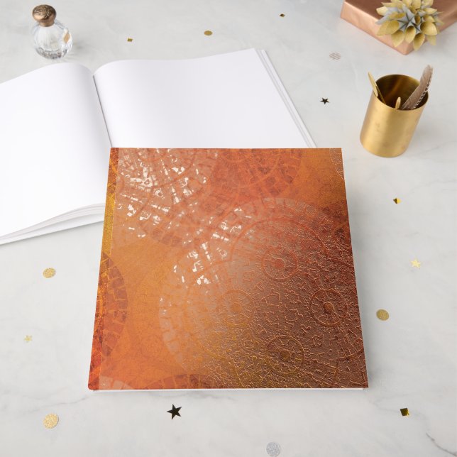 Annahme | Red Orange Yellow Boho Medallions Gästebuch (Vorderseite Offen)