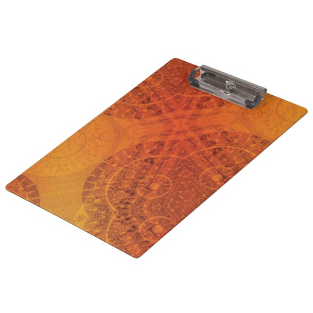 Annahme | Red Orange Yellow Boho Medallions Klemmbrett (Schrägansicht)