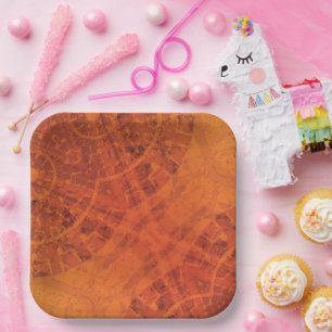 Annahme   Red Orange Yellow Boho Medallions Pappteller