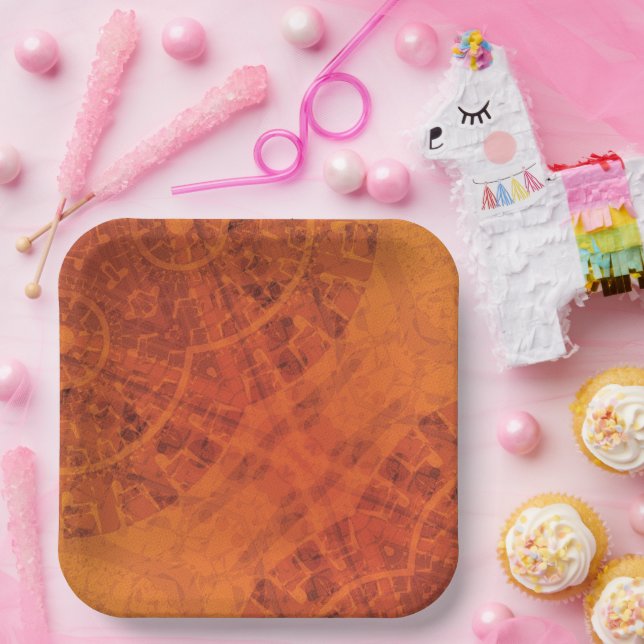 Annahme | Red Orange Yellow Boho Medallions Pappteller (Party)