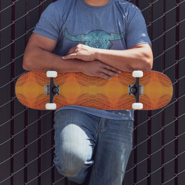 Annahme | Red Orange Yellow Boho Medallions Skateboard (Außenbereich 3)