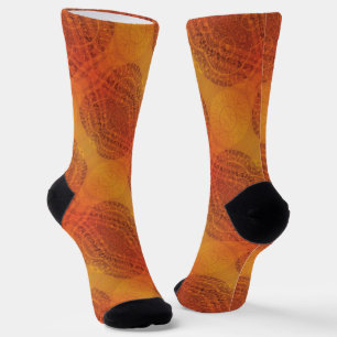Annahme Red Orange Yellow Boho Medallions Socken