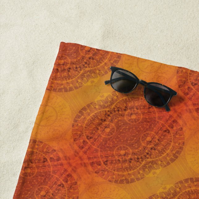 Annahme | Red Orange Yellow Boho Medallions Strandtuch (Beispiel)