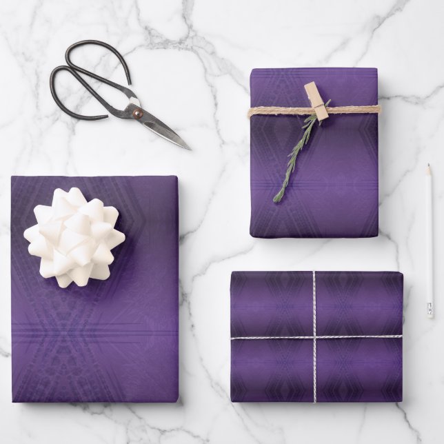 Annahme | Violet Eclectic Boho Pattern Geschenkpapier Set (Vorderseite)