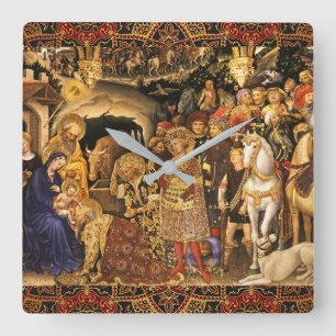 ANNAHME VON MAGI Gentile Da Fabriano, Weihnachten Quadratische Wanduhr
