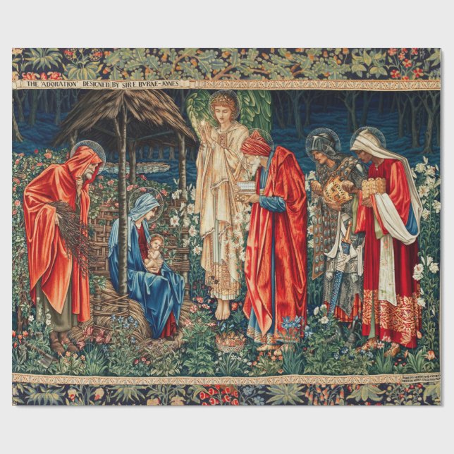 ANNAHME VON MAGI Morris, Burne-Jones Weihnachten Geschenkpapier (Flach)