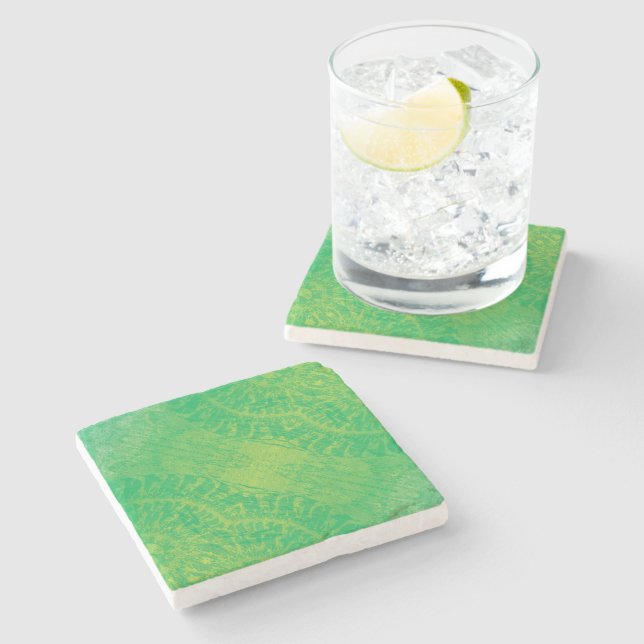 Annahme | Yellow Green Blue Boho Medallions Steinuntersetzer (Seitenansicht)