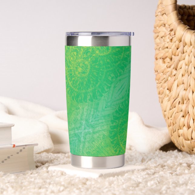 Annahme | Yellow Green Blue Boho Medallions Thermobecher (Wohnzimmer)