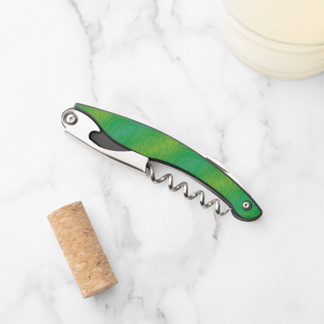 Annahme | Yellow Green Blue Shibori Muster Kellnermesser (Vorderseite)
