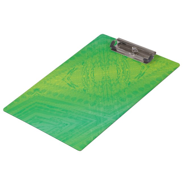 Annahme | Yellow Green Blue Shibori Muster Klemmbrett (Schrägansicht)