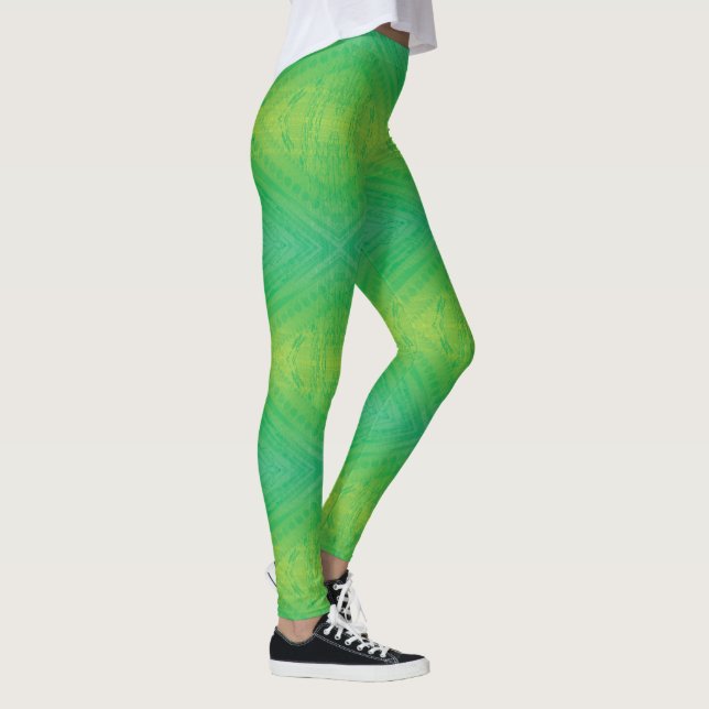 Annahme | Yellow Green Blue Shibori Muster Leggings (Rechts)