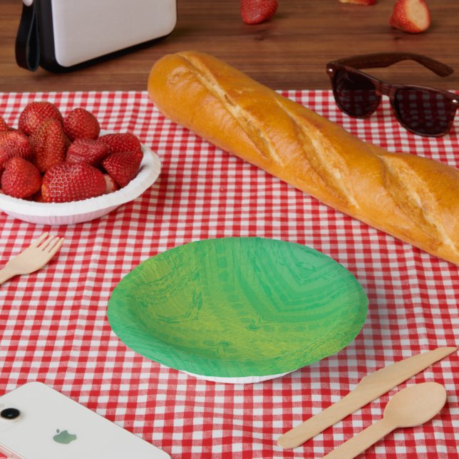 Annahme | Yellow Green Blue Shibori Muster Pappteller (Picknick)