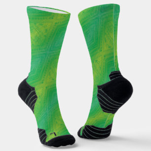 Annahme Yellow Green Blue Shibori Muster Socken