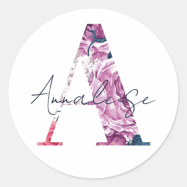 Annaleise Name Custom Sticker Girls Label Floral A (Vorderseite)