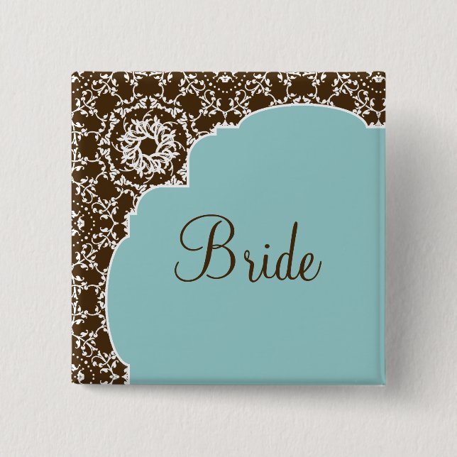 AnnaLiese Damast - blauer Brautparty-Knopf Button (Vorderseite)