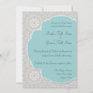 AnnaLiese Peacock Damask - Aqua Blue Gray Einladun Einladung