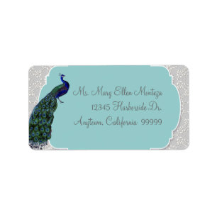 AnnaLiese Peacock Damask - Blaue Matching-Labels Adressaufkleber