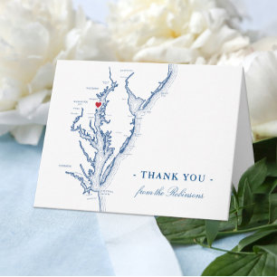 Annapolis Chesapeake Bay Map Hochzeit Personalisie Dankeskarte