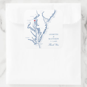 Annapolis Chesapeake Bay Map Navy Gastgeschenk Hoc Quadratischer Aufkleber