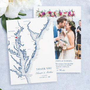 Annapolis Chesapeake Bay Maryland Wedding Flat Dankeskarte