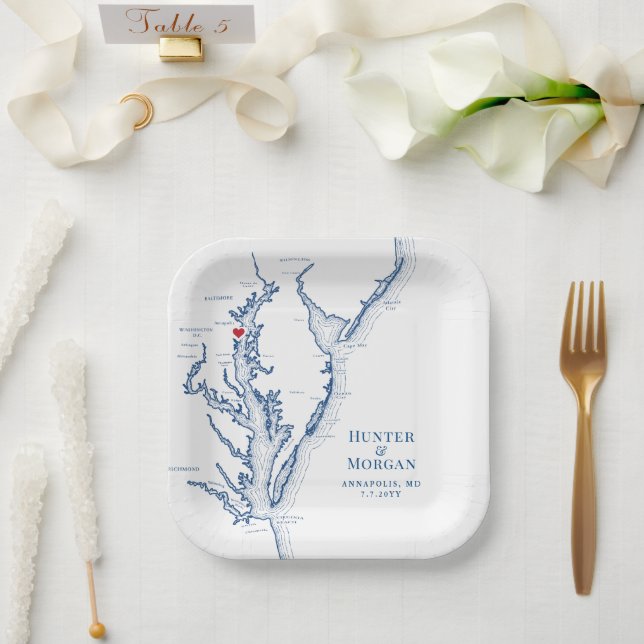 Annapolis Chesapeake Bay Wedding Party Pappteller (Hochzeit)