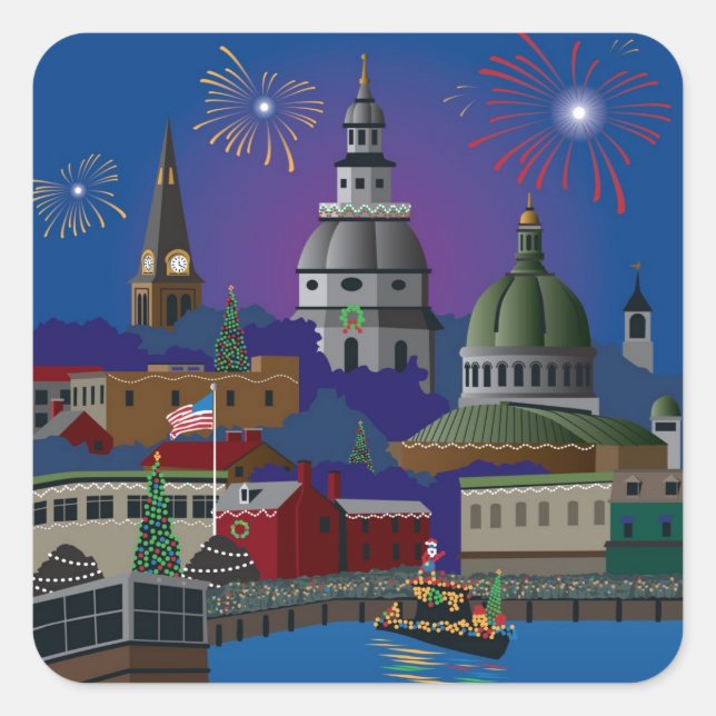 Annapolis Holiday Quadratischer Aufkleber (Vorderseite)