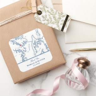 Annapolis Kent Island Map Navy Gastgeschenk Hochze Quadratischer Aufkleber