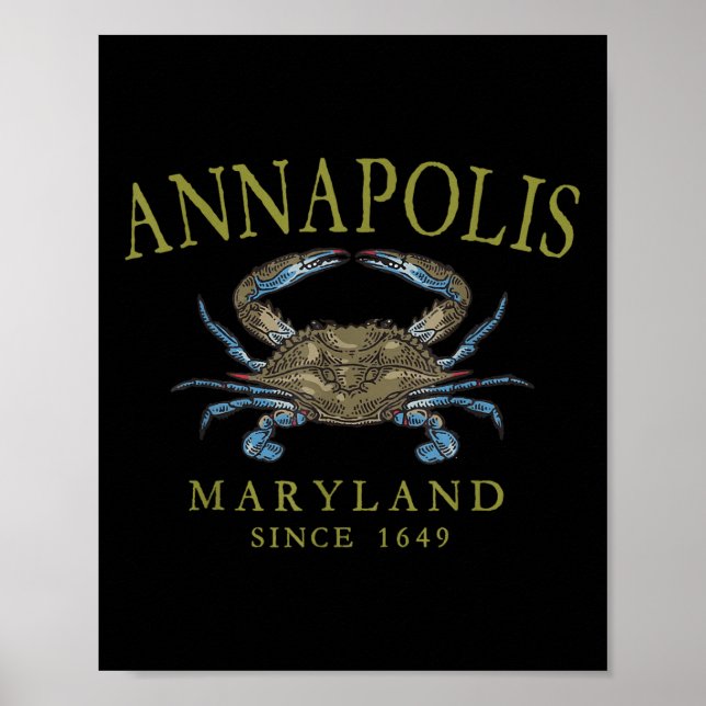 Annapolis Maryland Blue Crab Since 1649 Arched Oli Poster (Vorne)