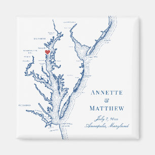 Annapolis Maryland Chesapeake Bay Map Wedding Magnet