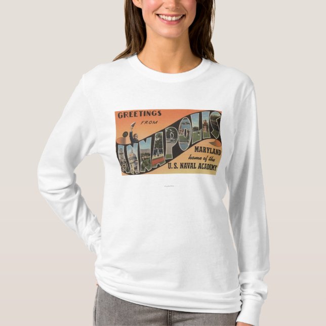 Annapolis, Maryland - große Buchstabe-Szenen T-Shirt (Vorderseite)