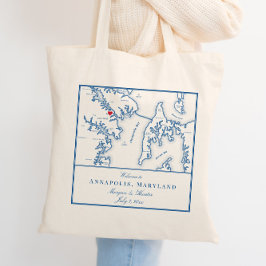Annapolis Maryland Map Wedding Willkommen Tragetasche