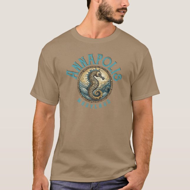 Annapolis Maryland Nautical Seepferd Design T-Shirt (Vorderseite)
