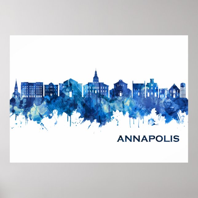 Annapolis Maryland Skyline Blue Poster (Vorne)