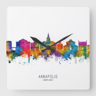 Annapolis Maryland Skyline Quadratische Wanduhr