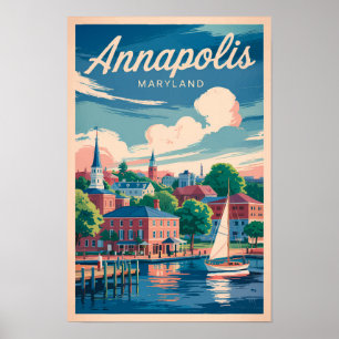 Annapolis Maryland Skyline Reise Kunst Vintage Poster