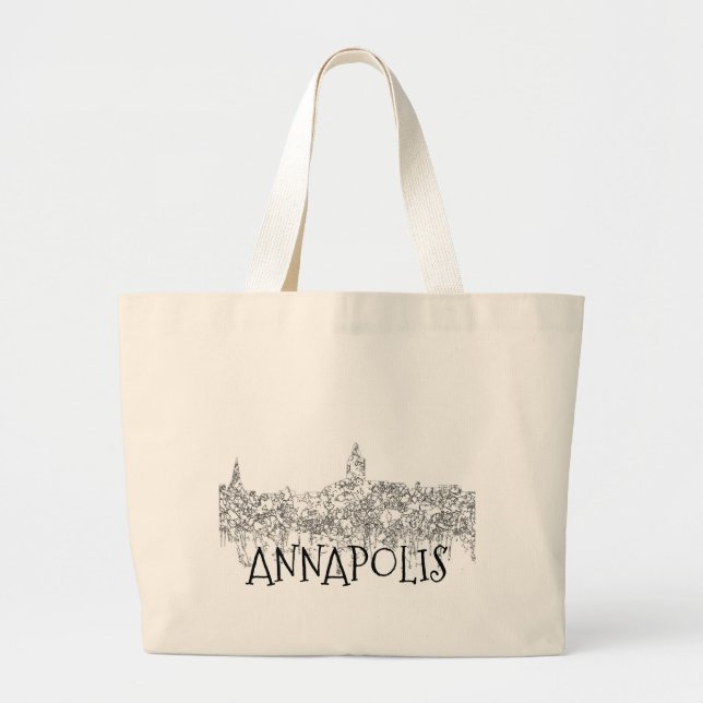 Annapolis Maryland Skyline SG-Black und White Jumbo Stoffbeutel (Vorne)