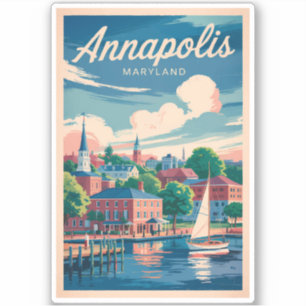 Annapolis Maryland Skyline Travel Art Vintag Aufkleber