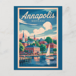 Annapolis Maryland Skyline Travel Art Vintag Postkarte