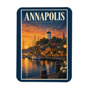 Annapolis Maryland Sonnenuntergangs-Illustration R Magnet