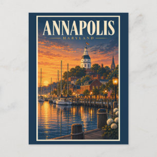 Annapolis Maryland Sonnenuntergangs-Illustration R Postkarte