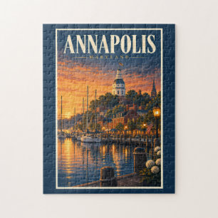 Annapolis Maryland Sonnenuntergangs-Illustration R Puzzle